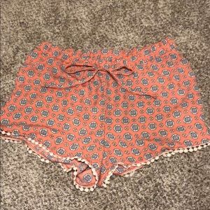 Boutique Coral Pattern Drawstring Shorts Small